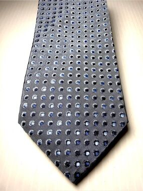 Hugo Boss Grey Tie with Blue Polka Dot Accent